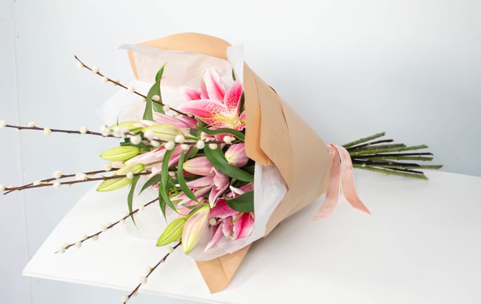Romantic Pink Lilies with Valentine's Willow Twist image